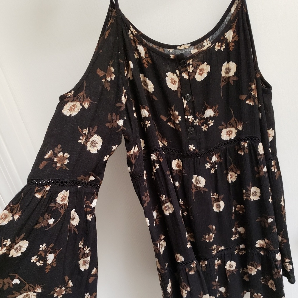 Cold shoulder top with bell sleeves